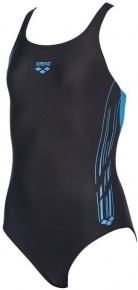 Arena Stamp Swim Pro Back One Piece Junior Black/Turquoise