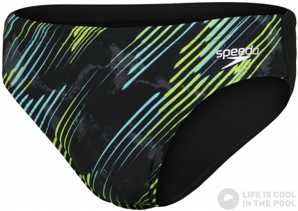 Speedo Allover 7cm Brief Black/Light Adriatic/Acid/USA Charcoal