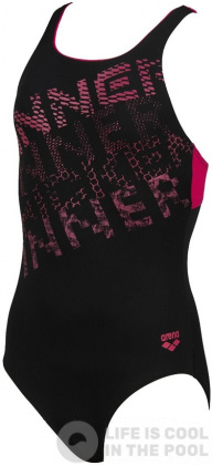 Arena Rhyming Swim Pro Back One Piece Junior Black/Freak Rose