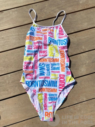 BornToSwim Logo Swimsuit Rainbow