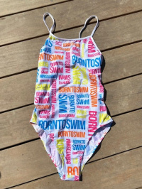 BornToSwim Logo Swimsuit Rainbow