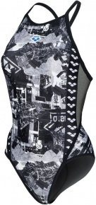 Arena Icons Swimsuit Fast Back All Over Multi/Asphalt/Black