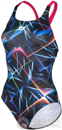 Arena Women Swimsuit Swim Pro Back Allover Black/Multi/Freak Rose