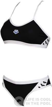 Arena Icons Bikini Cross Back Solid Black/White