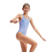 Speedo Printed Medalist Girl Baja Blue/Neon Violet/White